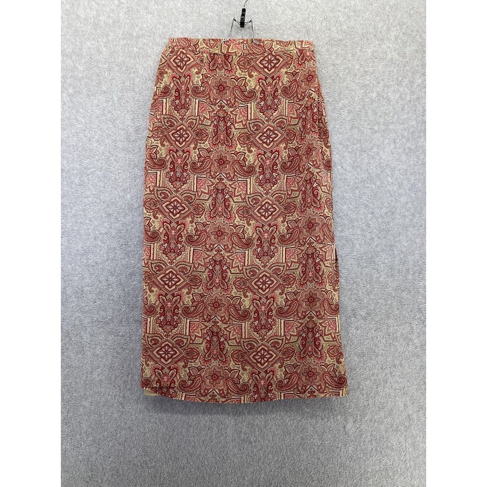 Talbots Women's Skirt Midi Floral Size 2 Petite 100% Silk Lined Paisley